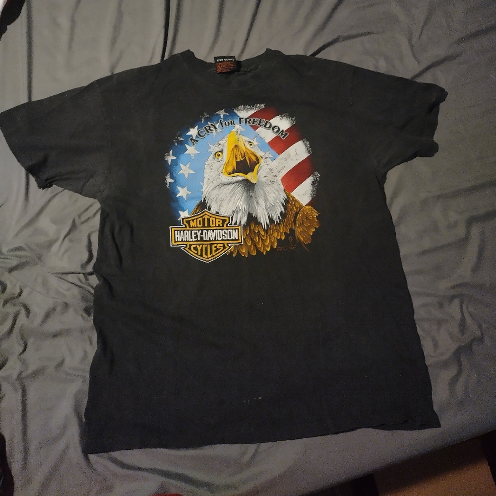 vintage harley davidson tshirt a cry for freedom dennis dwyer 1988 Women's XXL.
